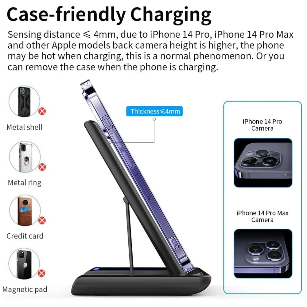 Foldable Triple Device Wireless Charging Station